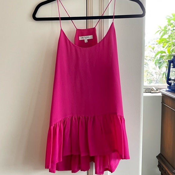 Les Petites Paris - Silk - Medium - Fushia - Pink Top with Ruffle - Picture 1 of 6